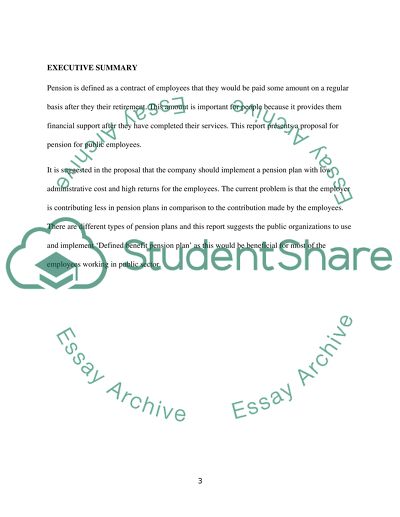 Formal Proposal on Pensions for Public Employees