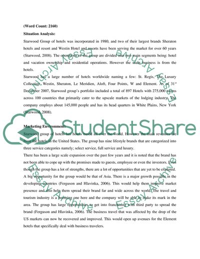 Features of Marketing of Starwood Group of Hotels and Resorts