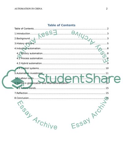 Process of Automation in China