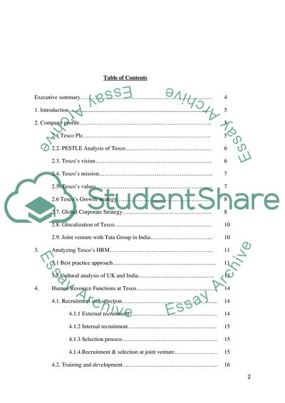 Tescos Human Resource Strategy and Its Implementation in a Joint Venture in India