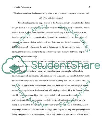 The Link between Being Raised in a Single vs Two-Parent Household and Risk of Juvenile Delinquency
