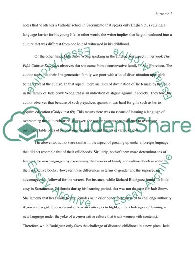 Comparing and Contrast Jade Snow Wong and Richard Rodriguez as Learners