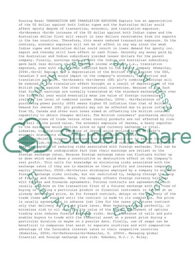 Transaction and Traselation Exposure