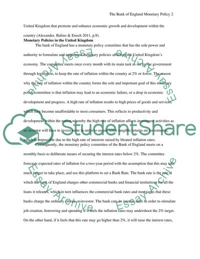 The Bank of England Monetary Policy