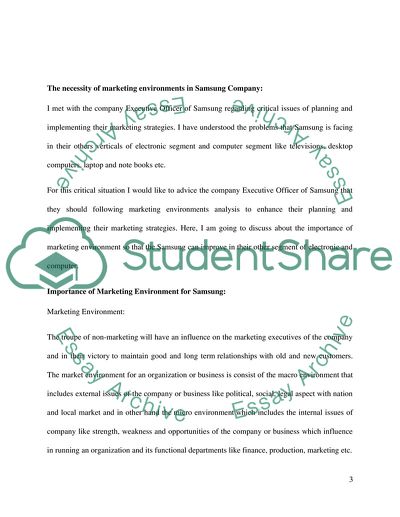 The Necessity of Marketing Environments in Samsung Company