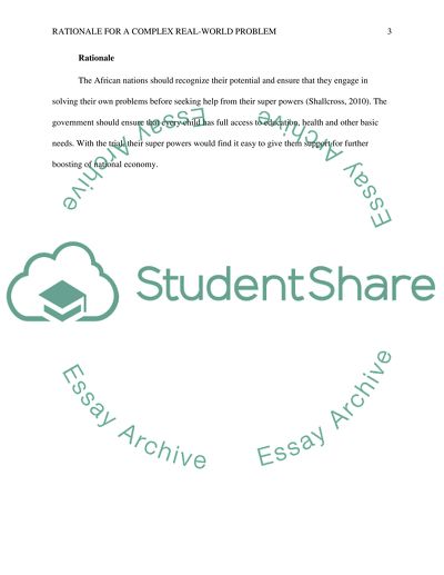 Rationale for a complex real-world problem