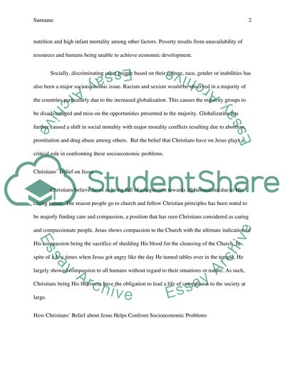 Christians Belief of Compassion in Socioeconomic Issues