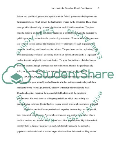 Access to the Canadian health care system