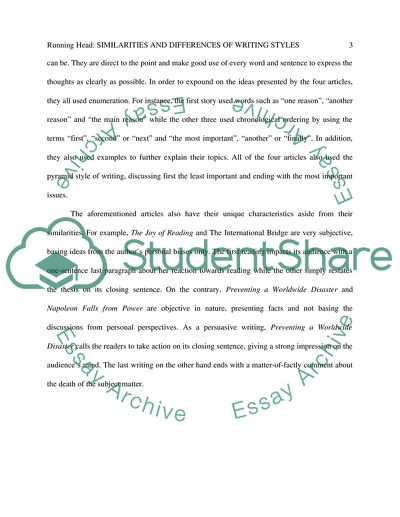 Similarities and Differences of Writing Styles