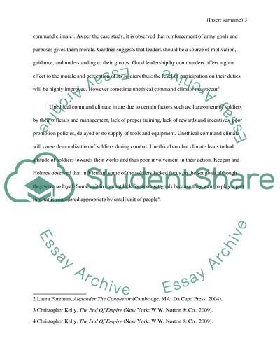 Sustantive Analysis - Explain how a command sustains an ethical command climate in war