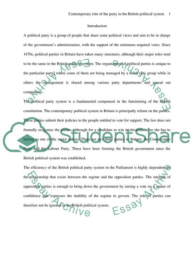 Role of the Party in the British Political System