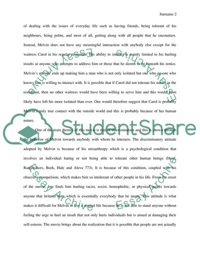 Analysis of the Movie - As Good As It Gets