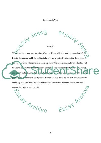 The economic consequences for Ukraine in joining the Russia-Belarus-Kazakhstan customs union