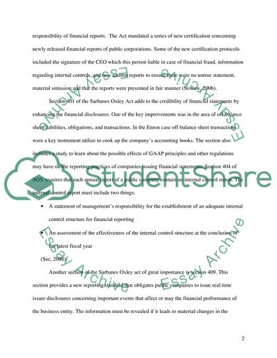 Sarbanes Oxley Research Paper