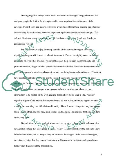 How technology, with particular emphasis on the internet and computers, has changed world culture