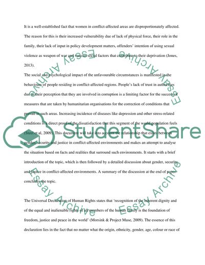 The Relationship Between Gender, Security and Justice in Conflict-Affected Environments