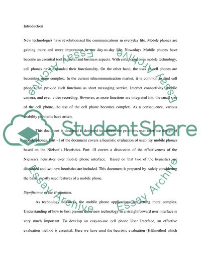 Heuristic Evaluation of a Cell Phone