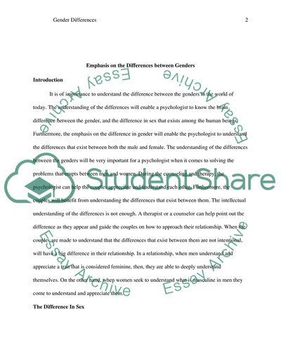 Emphasis on the Differences Between Genders