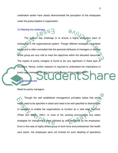 Overly Pushy Leaders in an Organization