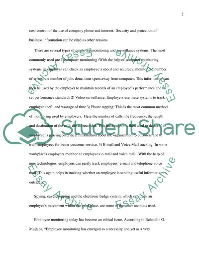 Legal and Ethical Aspects of Electronic Monitoring and Surveillance of Employees