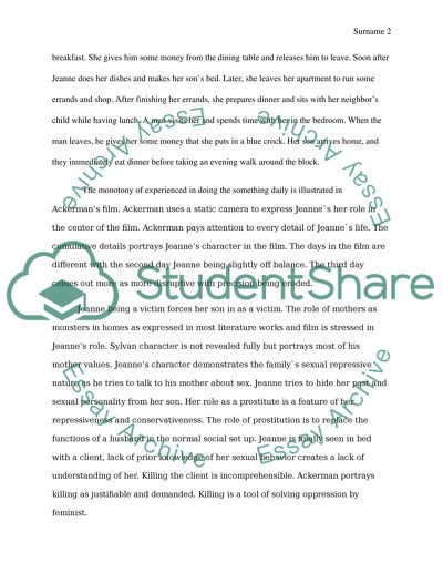 Summary on Jeanne Dielman: Death in Installments by Jayne Loader