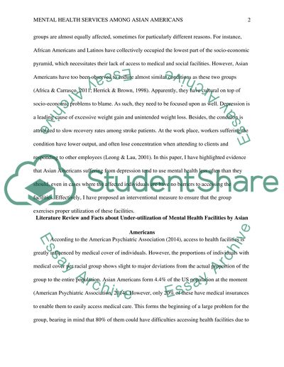 Mental Health Services among Asian Americans