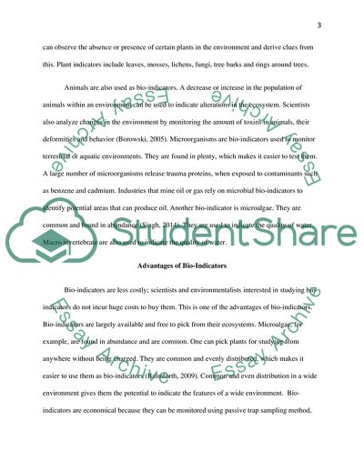 Advantages and Disadvantages of Using Bio-indicators