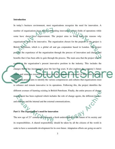 Innovation and Change of British Petroleum