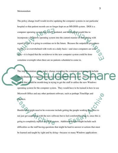 Policy Change Recommendations for Change to Improve the Facility