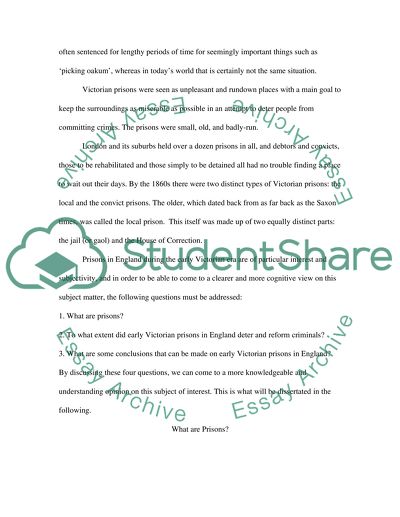 The Analysis of the Early Victorian Prisons in England