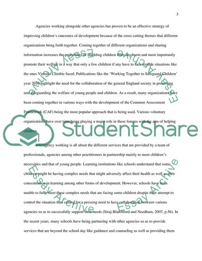 Is Interagency Working in England Beneficial to Childrens Learning and Development