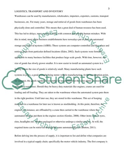 Logistics - Transport and Inventory