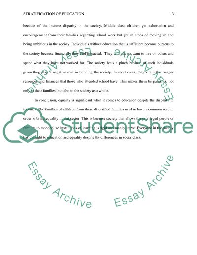 Stratification of Education