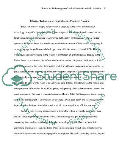 Effects of Technology on Criminal Justice Practice in America