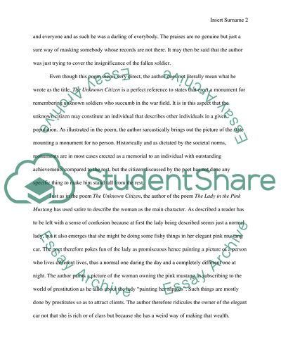 The Lady in the Pink Mustang by Louise Erdrich and The Unknown Citizen by Auden compared