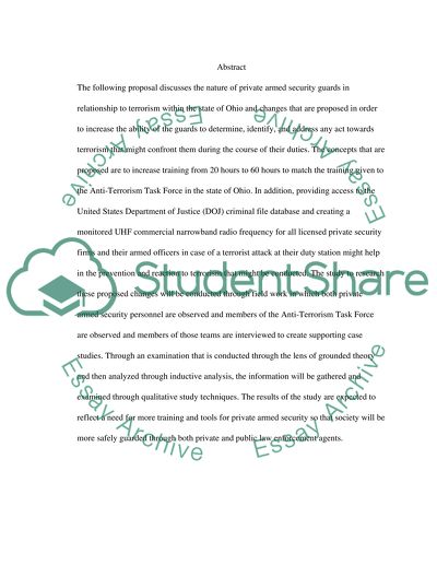 The Nature of Private Armed Security Guards to Terrorism within the State of Ohio