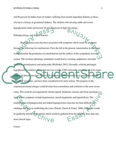 Hypoglycemia Coma, Pathophysiology and Clinical Features