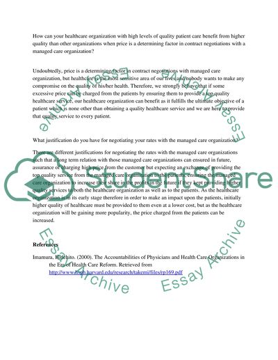 Price as a Determining Factor in Contract Negotiations with Care Organization