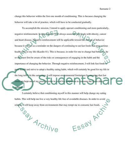 Behavior conditioning plan