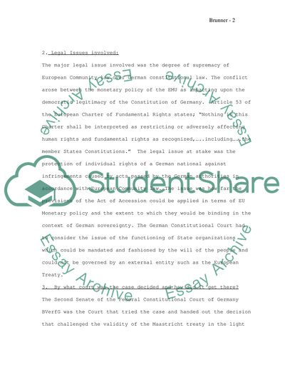 The Case of Manfred Brunner v The European Union Treaty