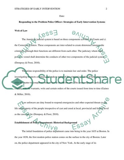 Responding to the Problem Police Officer: Strategies of Early