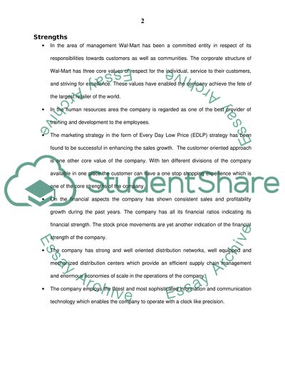 Internal Analysis of Wal-Mart