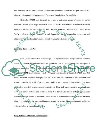 The Capital Asset Pricing Model