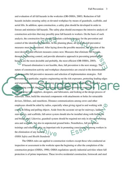 The Occupational Safety and Health Administration Fall Prevention