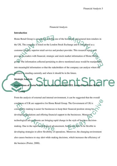 Home Retail Group Financial Analysis