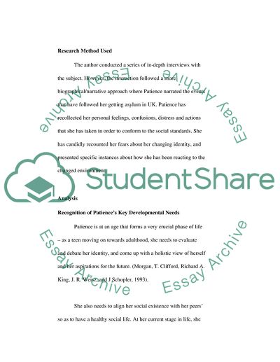 A Study of the Development of an Individual