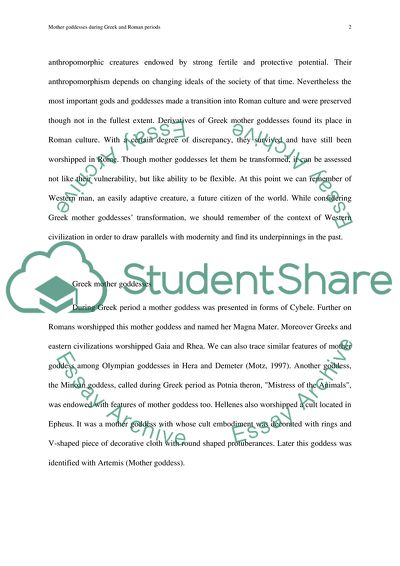 Mother Goddesses During Greek and Roman Periods