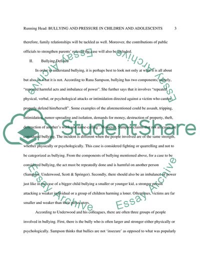 Bullying and Pressure in Children and Adolescents: The Role of Resiliency