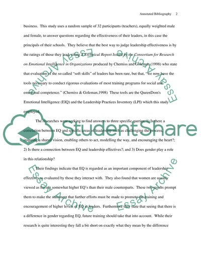 Annotated bibliography on leadership and gender