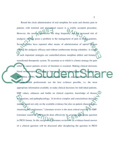 Patients with terminal and preterminal cancer- Evidence Based Practice
